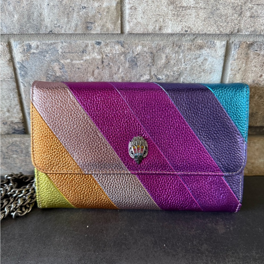 Kurt Geiger Metallic Rainbow Leather Wallet-On-Chain - Multicolor
